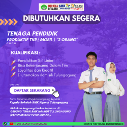 DIBUTUHKAN SEGERA! TENAGA PENDIDIK JURUSAN TKR. DAFTAR SEKARANG